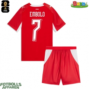 Schweiz Breel Embolo #7 Hemmaställ Barn VM 2026 Kortärmad (+ Korta byxor)